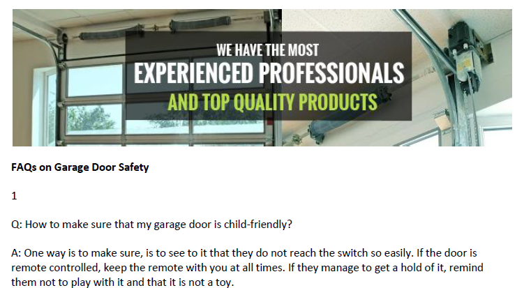 FAQs on Garage Door Safety - Garage Door Repair San Gabriel